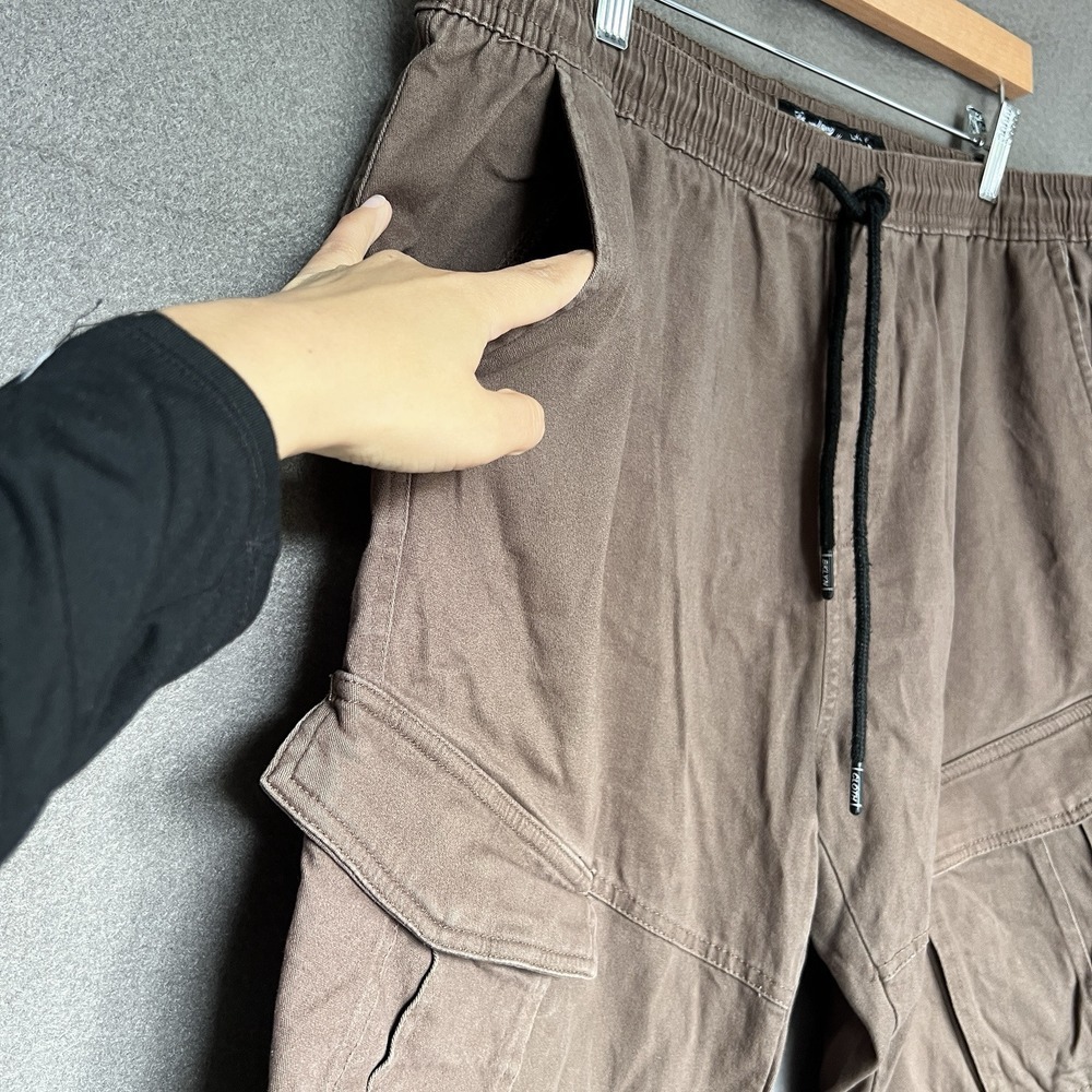 Brooklyn Cloth Pants men's large Pull brown cargo pockets flex stretch 29 inseam - Picture 7 of 15
